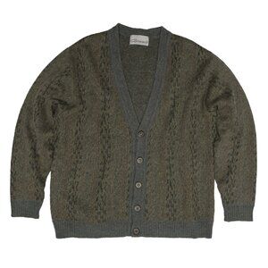 Carrer's (Spain) Vintage Herringbone Rib Brushed Alpaca Wool Cardigan : M